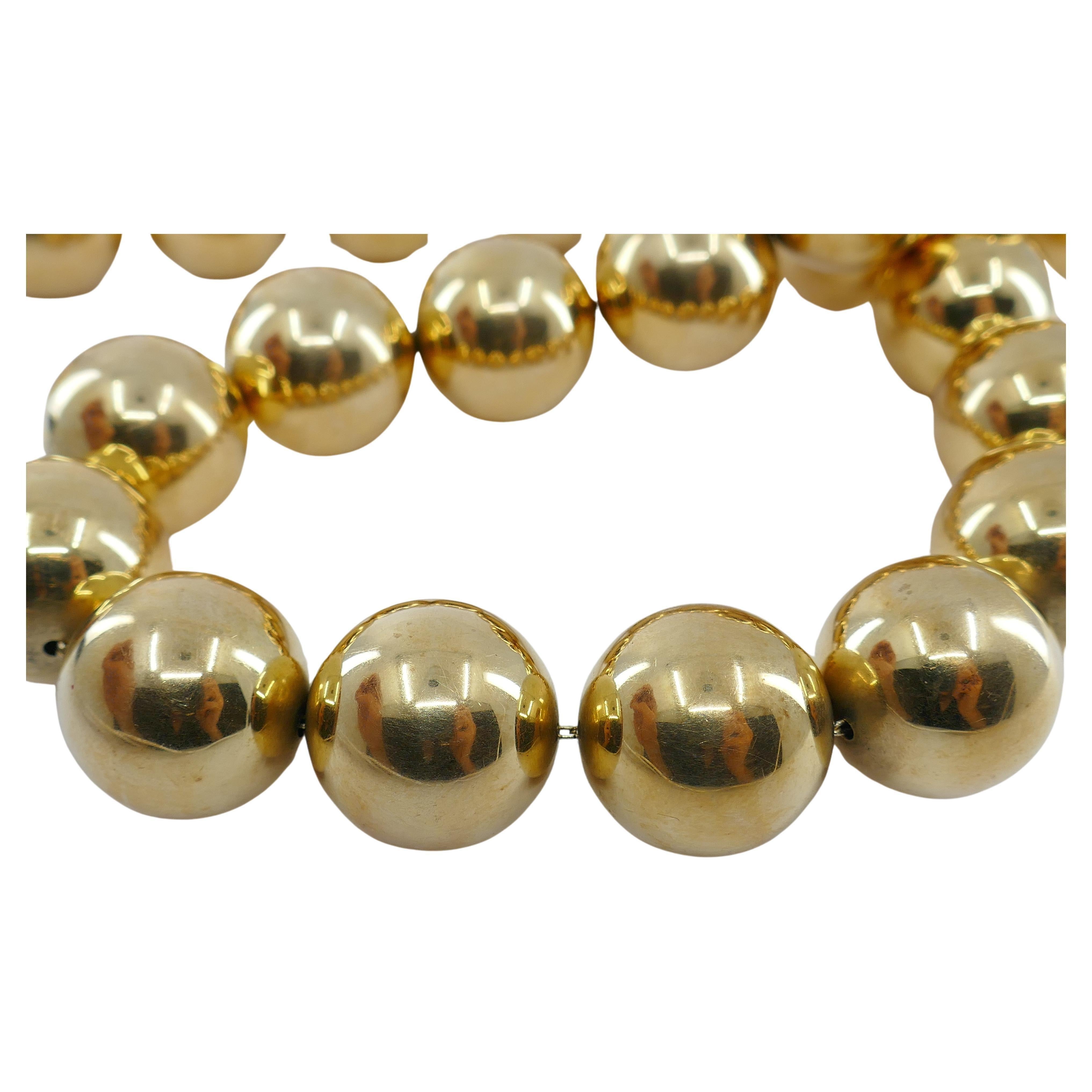 Vintage Tiffany & Co. 14k Gold Bead Necklace 5