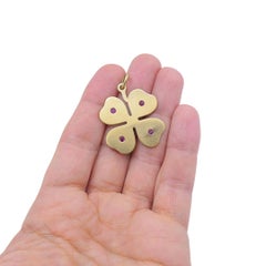 Vintage Tiffany & Co. 14k Gold Ruby Four-Leaf Clover Pendant