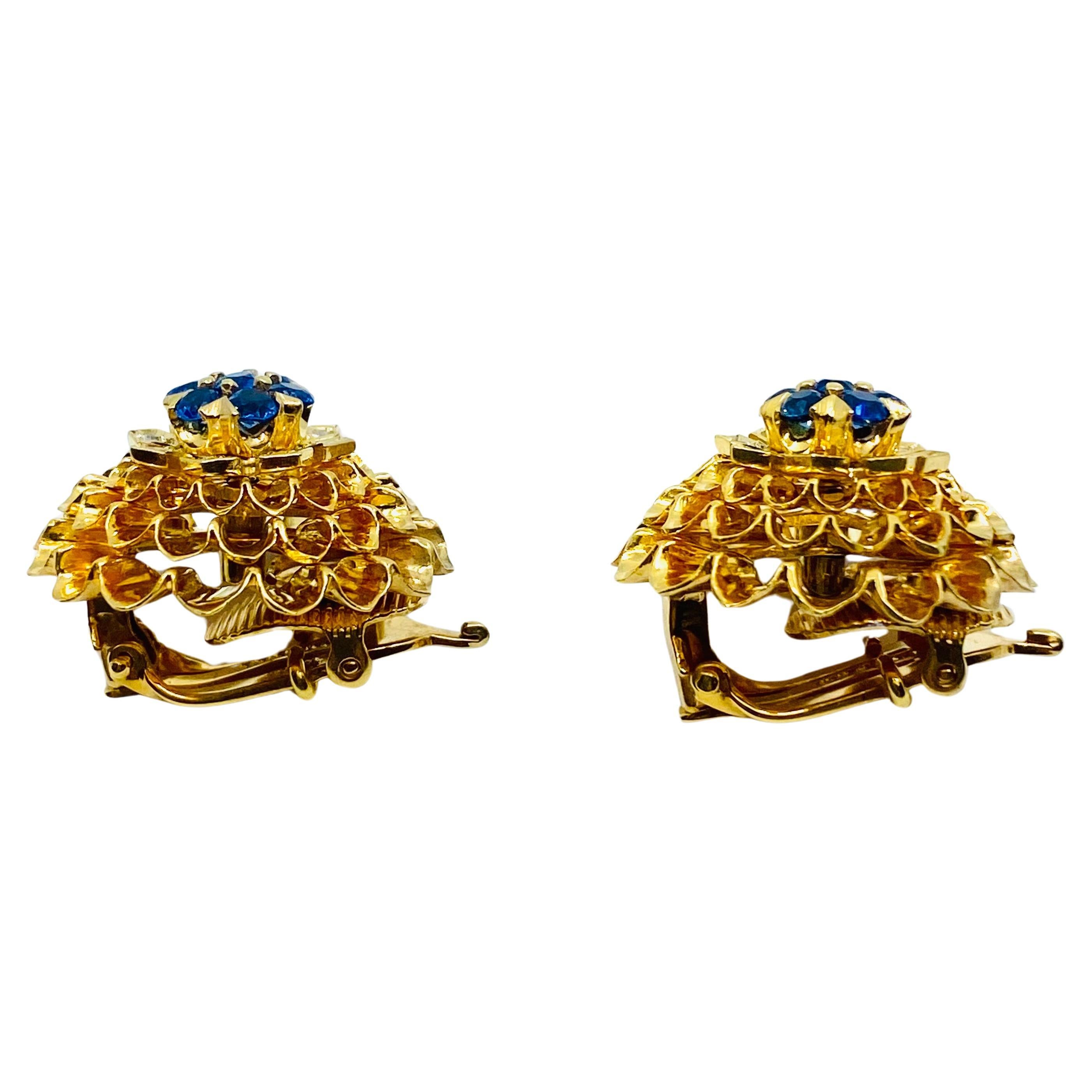Conjunto vintage de diamantes y zafiros Tiffany & Co. de oro de 14k en venta 12