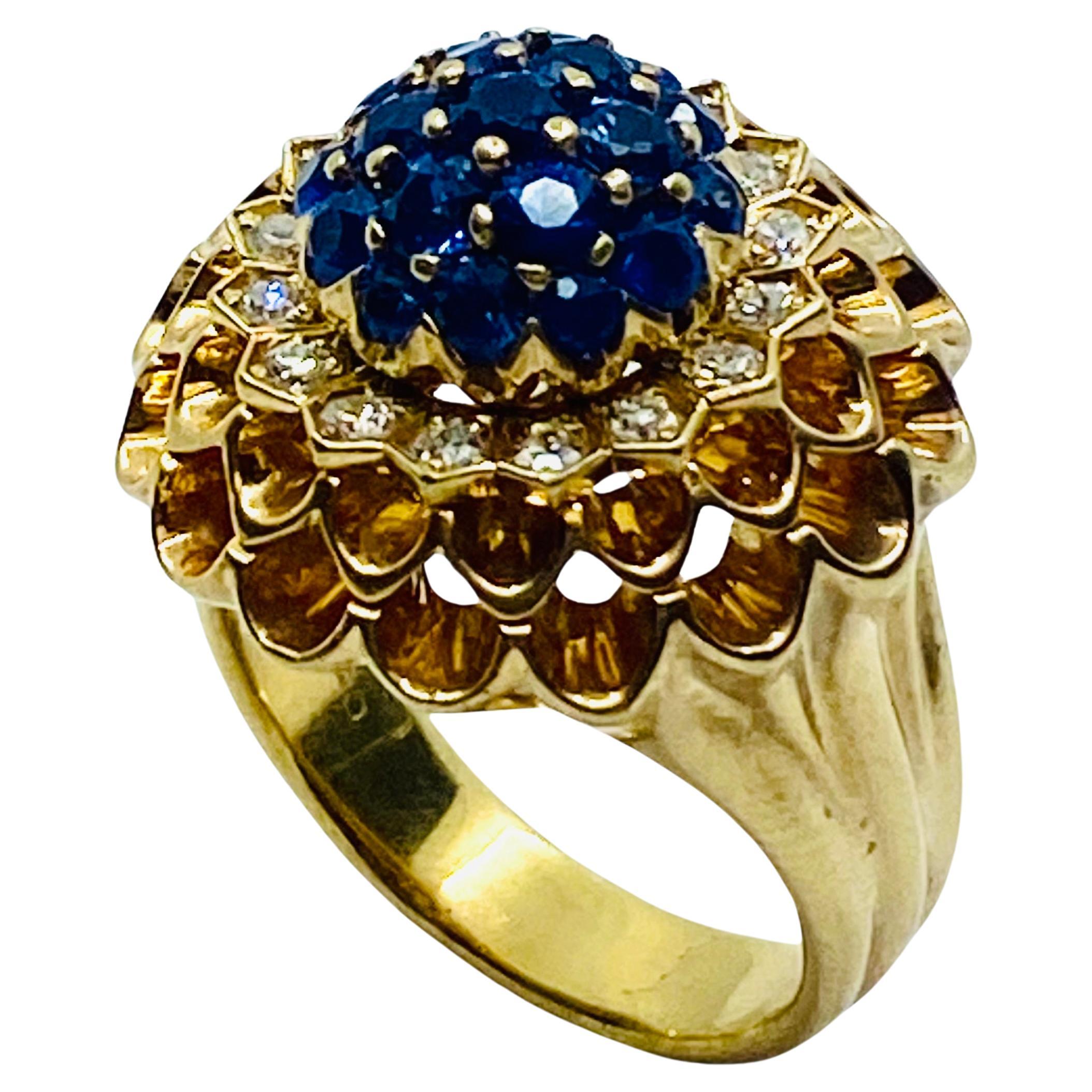Conjunto vintage de diamantes y zafiros Tiffany & Co. de oro de 14k en venta 2