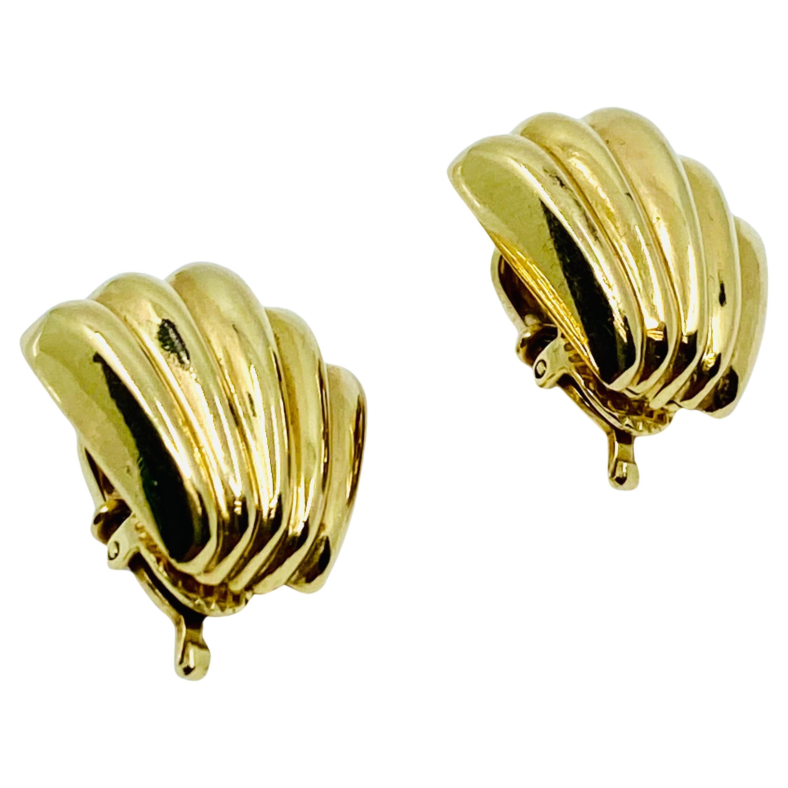 Vintage Tiffany & Co. 14k Gold Shell Earrings 1