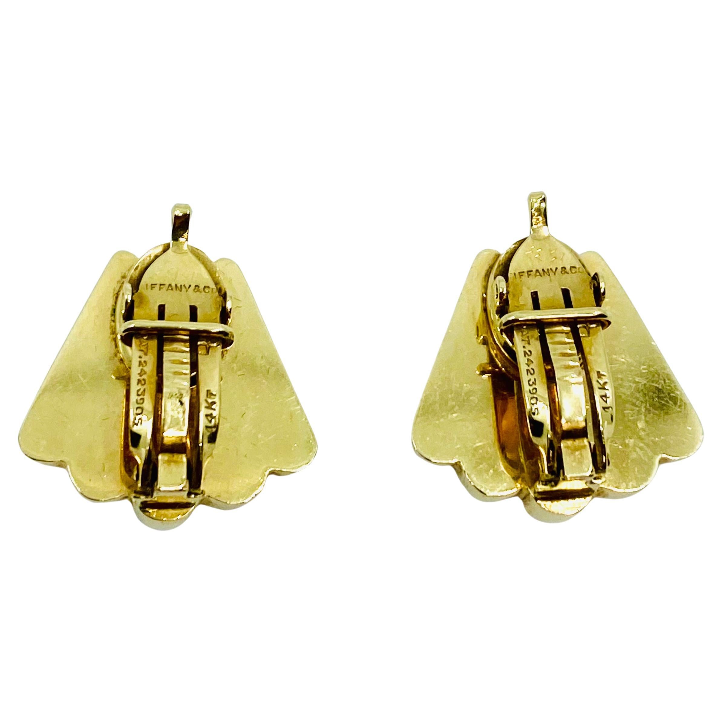 Vintage Tiffany & Co. 14k Gold Shell Earrings 2