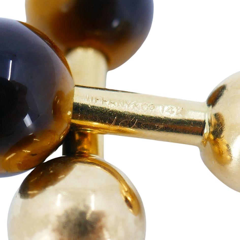 Ball Cut Vintage Tiffany & Co. 14k Gold Tigers Eye Cufflinks For Sale