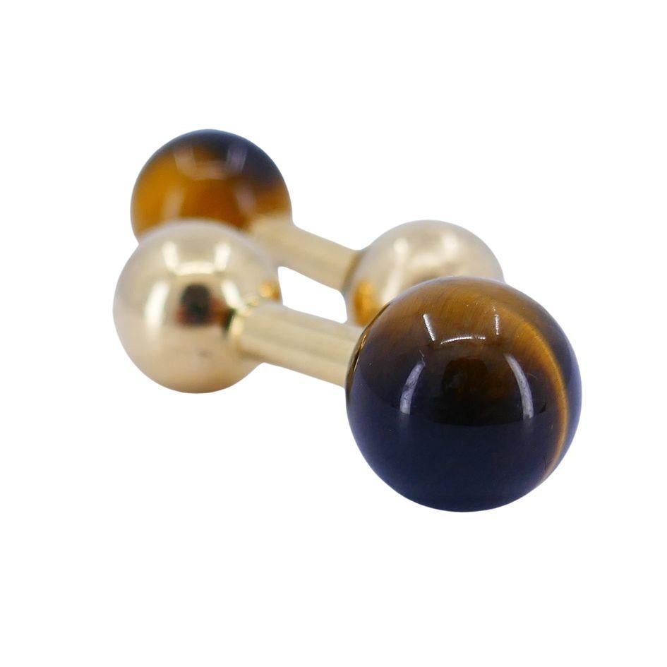 Men's Vintage Tiffany & Co. 14k Gold Tigers Eye Cufflinks For Sale