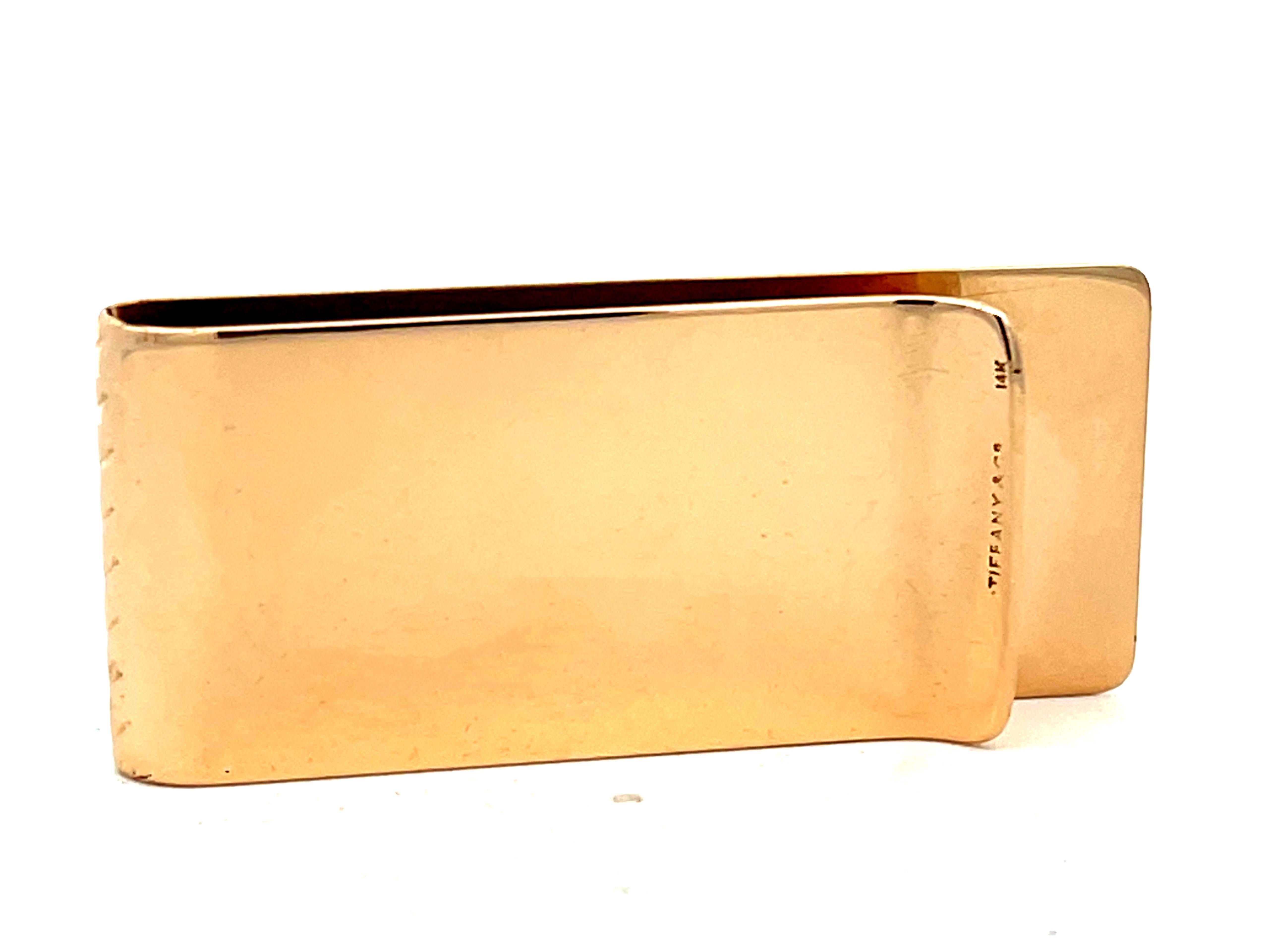 Modern Vintage Tiffany & Co. 14K Solid Gold Fluted Design Money Clip For Sale