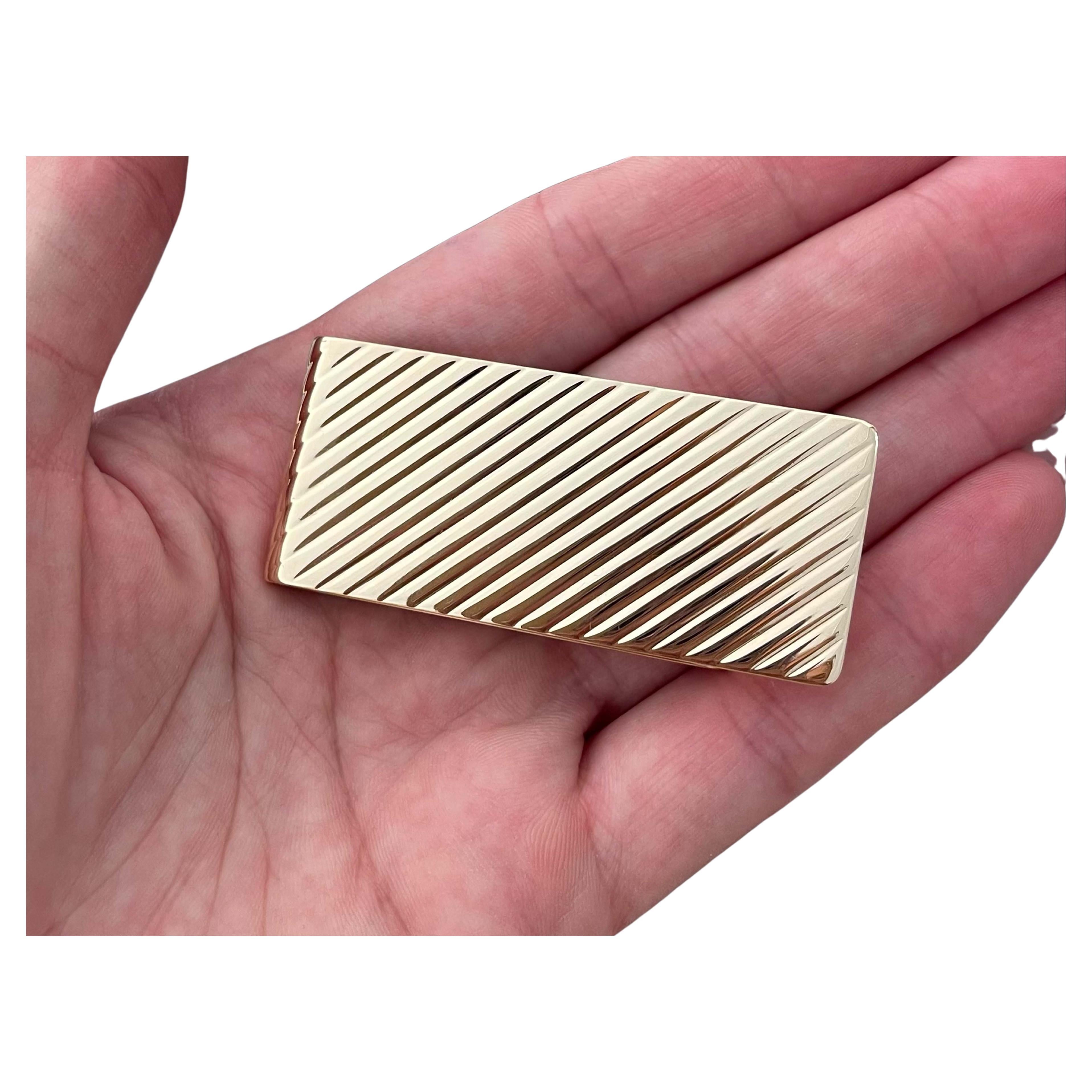 Vintage Tiffany & Co. 14K Solid Gold Fluted Design Money Clip For Sale