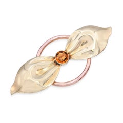 Vintage Tiffany & Co. 14k Yellow and Rose Gold Citrine Bow Brooch