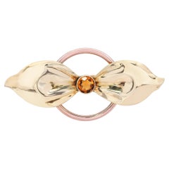 Vintage Tiffany & Co. 14k Yellow and Rose Gold Citrine Bow Brooch