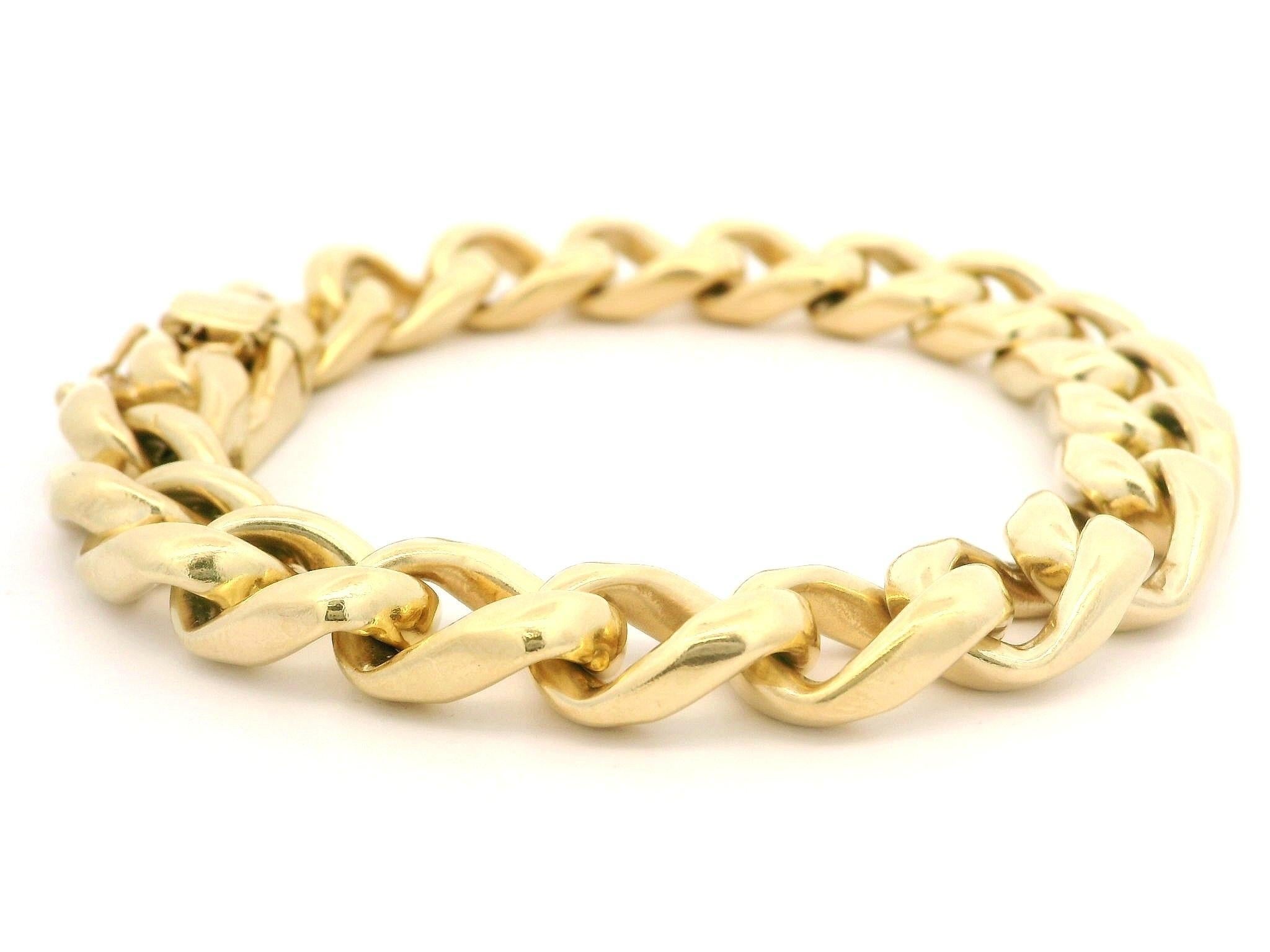 Pulsera vintage Tiffany & Co. de oro amarillo de 14 quilates y 10,5 mm de ancho con eslabón de freno en venta 2