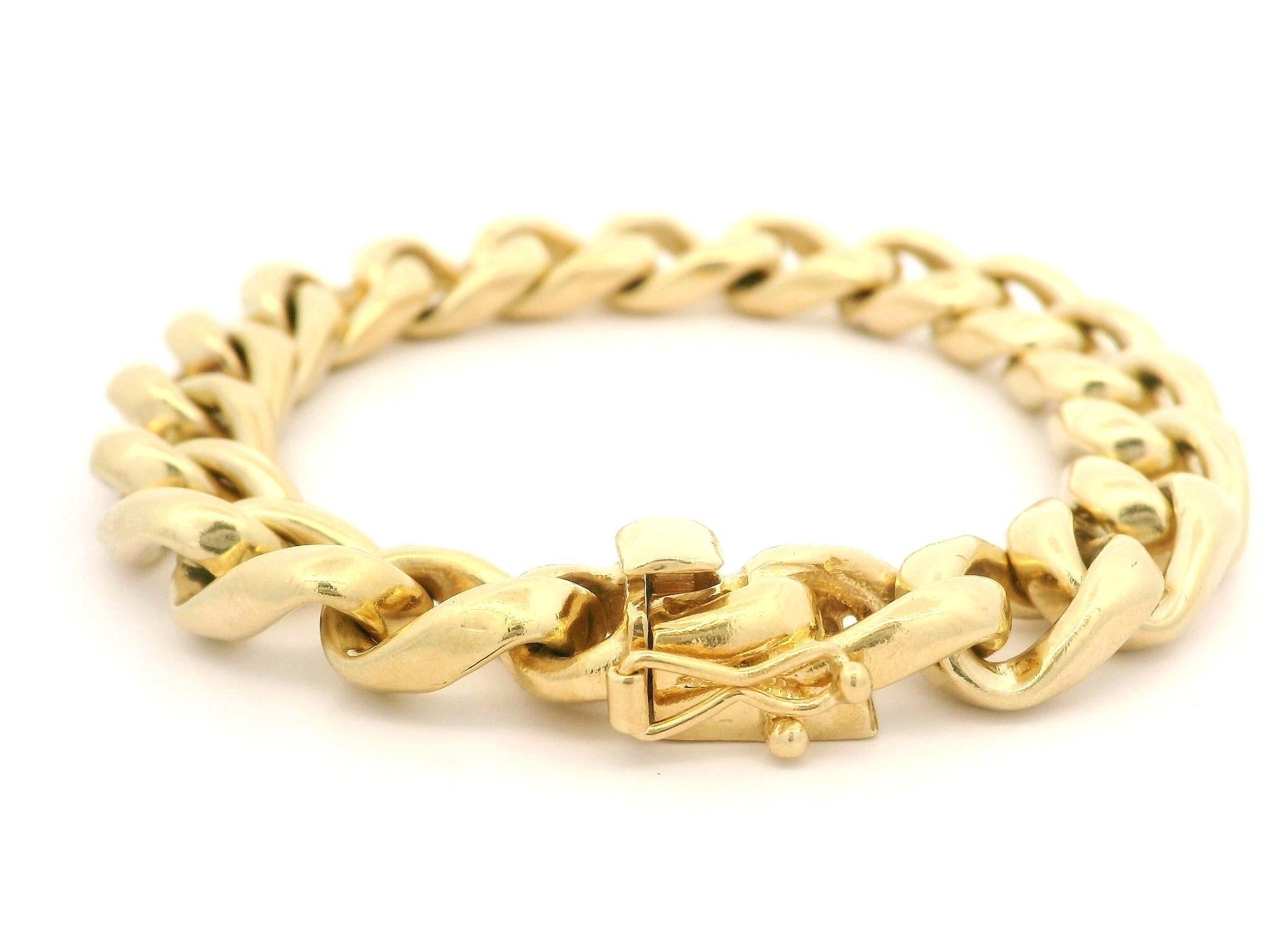 Pulsera vintage Tiffany & Co. de oro amarillo de 14 quilates y 10,5 mm de ancho con eslabón de freno en venta 3