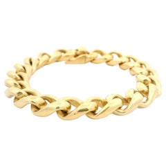 Vintage A. Link & Co. in oro giallo 14k, largo 10,5 mm, bracciale charme Curb Link
