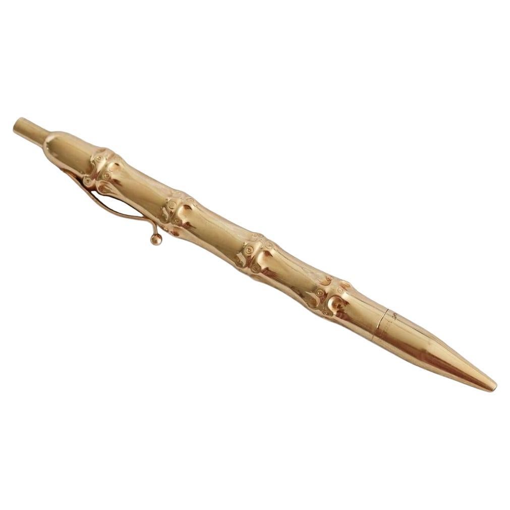 Vintage Tiffany & Co. 14K Yellow Gold Bamboo Collection Stylo à bille