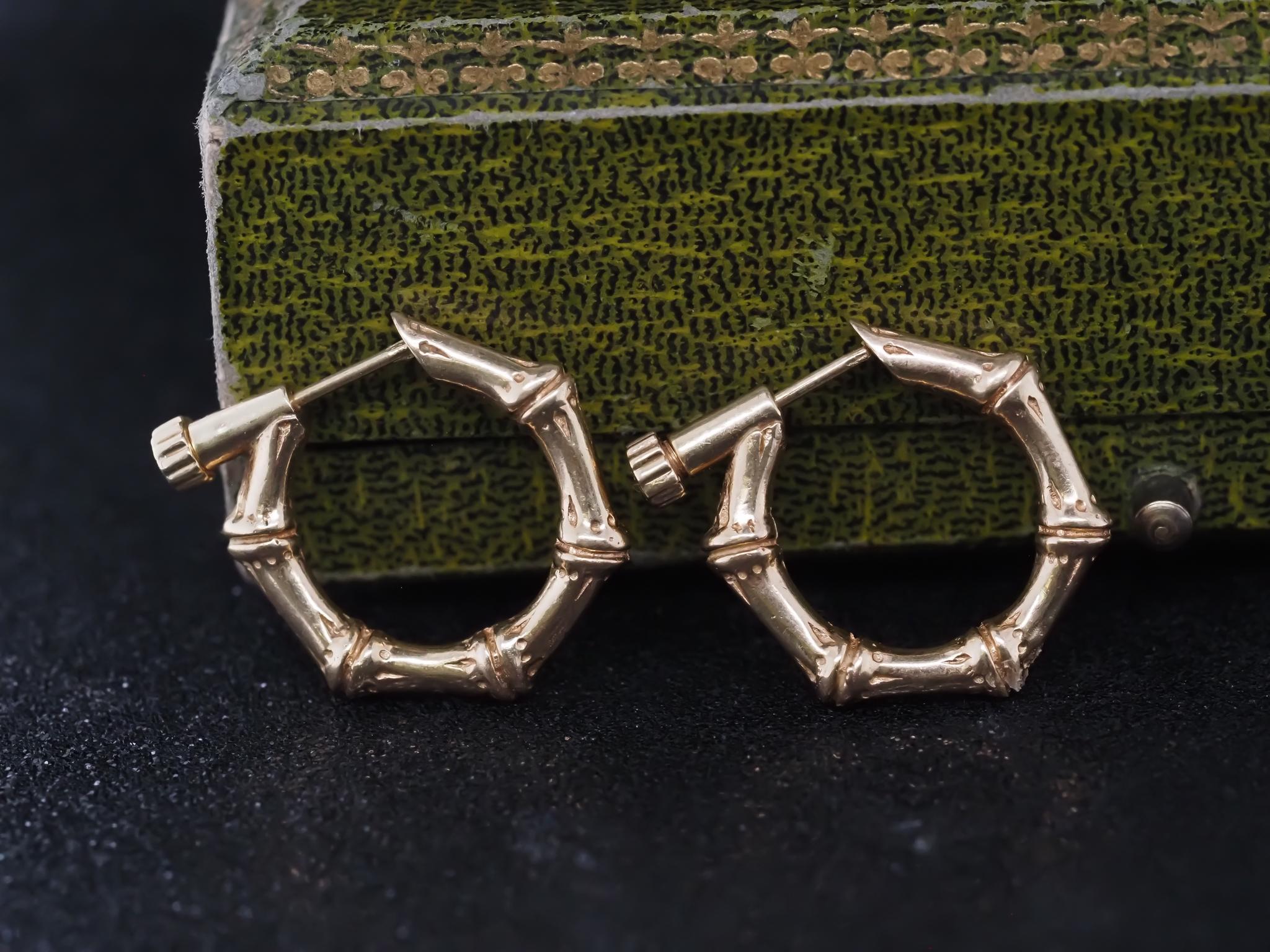 Year: 1970s

Maker: Tiffany & Co. (Stamped on both earrings)

Item Details:
Metal Type:  14K Yellow Gold [Hallmarked, and Tested]
Weight:  8.1 grams

Measurements: .75 inch diameter each.
Condition:  Excellent