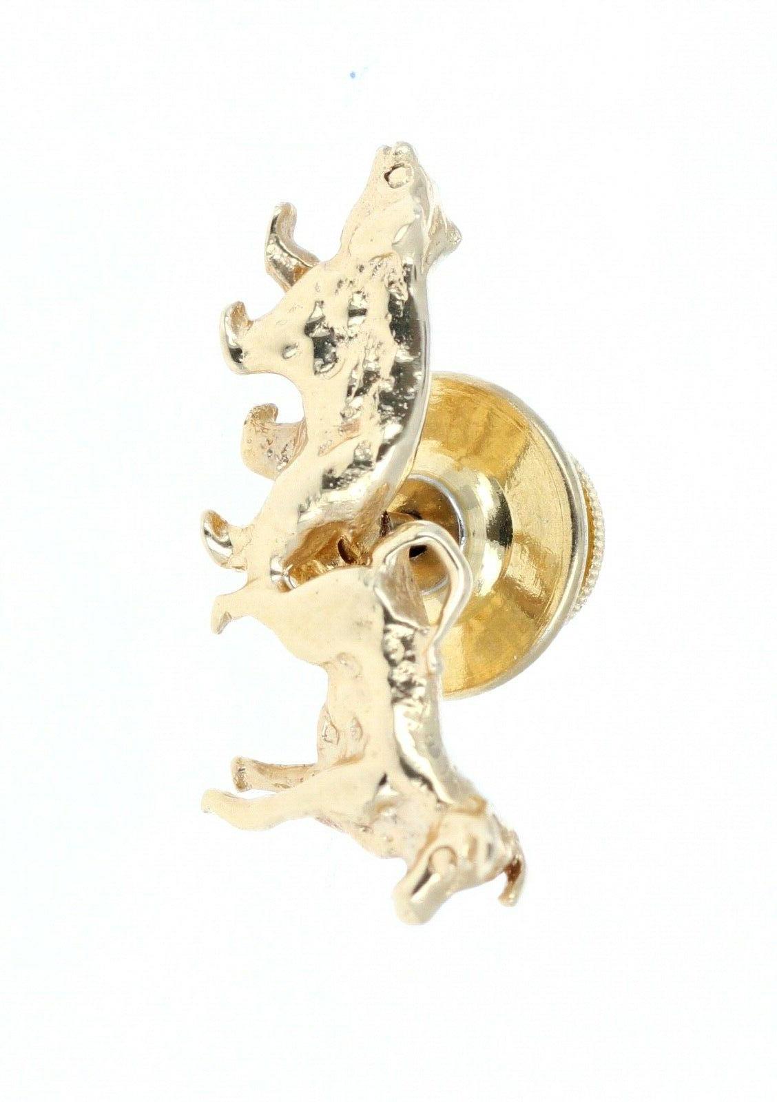 Women's or Men's Vintage Tiffany & Co. 14 Karat Yellow Gold Bear and Bull Pin 4.4g