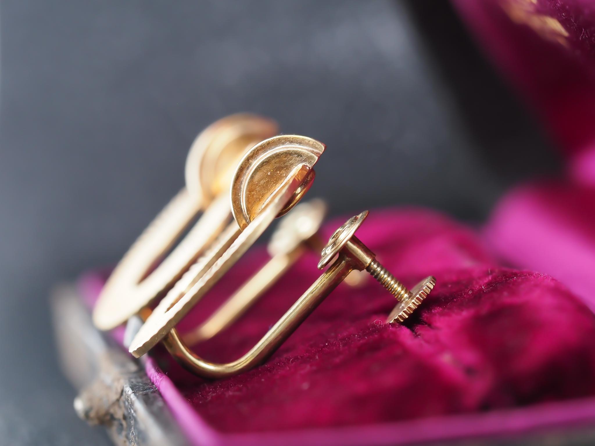 Vintage Tiffany & Co 14K Yellow Gold Earrings For Sale 5