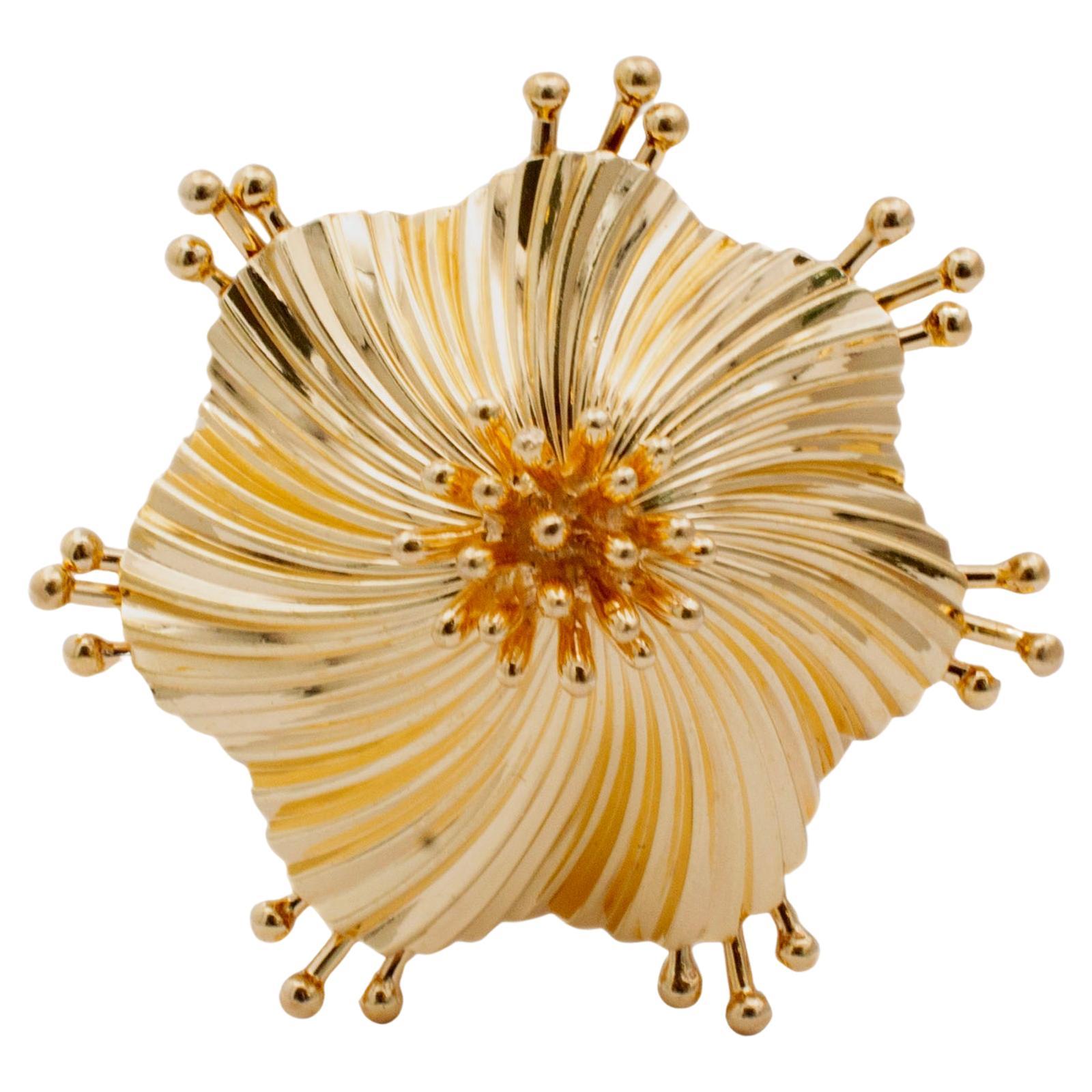 Vintage Tiffany & Co. 14K Yellow Gold Fireworks Brooch Pin For Sale