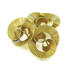 Vintage Tiffany & Co. 14k Yellow Gold Fluted Spiral Brooch Pin