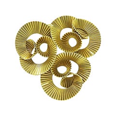 Vintage Tiffany & Co. 14k Yellow Gold Fluted Spiral Brooch Pin