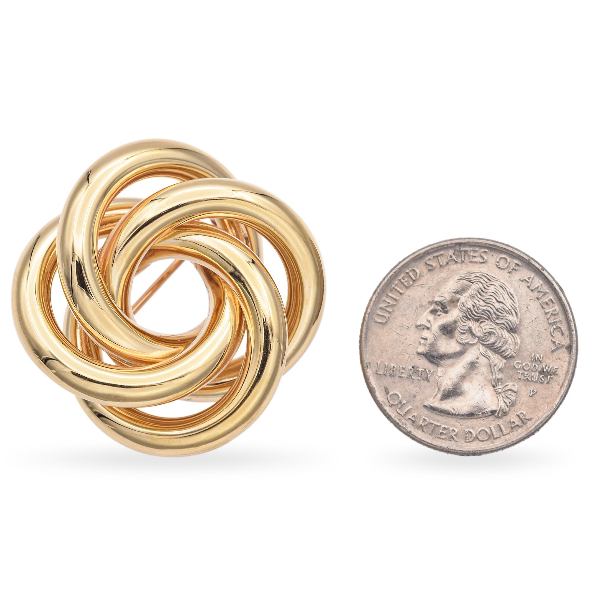 Vintage Tiffany & Co. 14k Gelbgold Unendlichkeit Liebe Knoten Anstecknadelbrosche, Vintage Damen