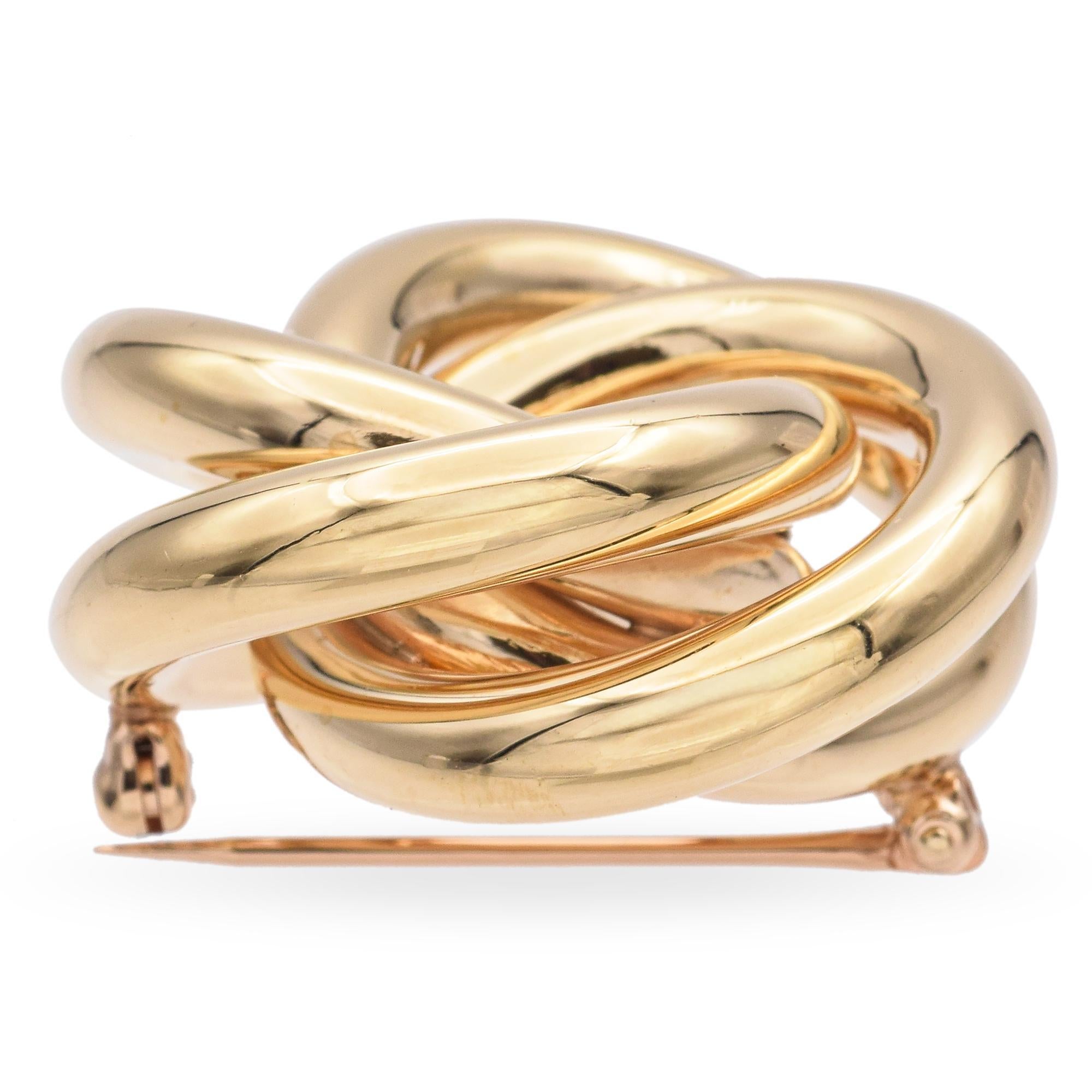 Vintage Tiffany & Co. 14k Gelbgold Unendlichkeit Liebe Knoten Anstecknadelbrosche, Vintage 1