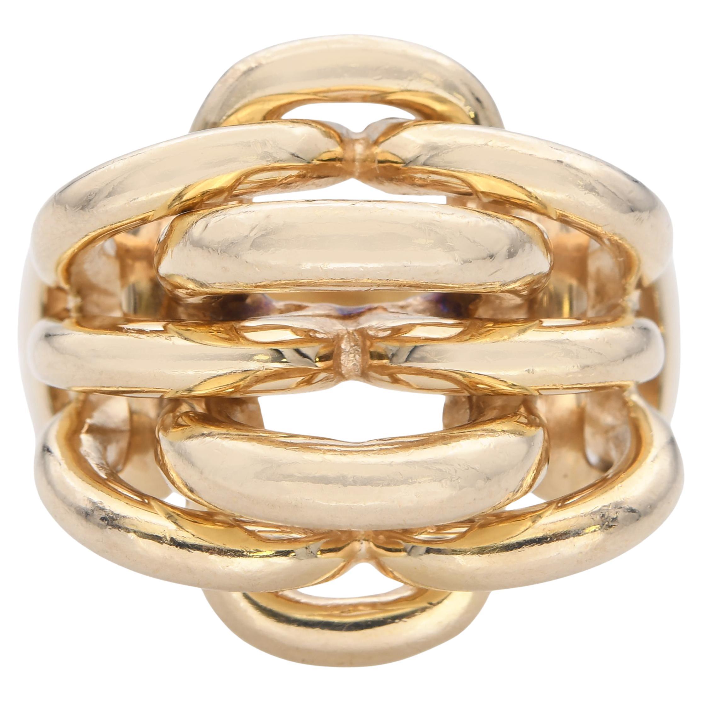 Vintage Tiffany 
Co. 14k Yellow Gold Interlocking Woven Ring For Sale