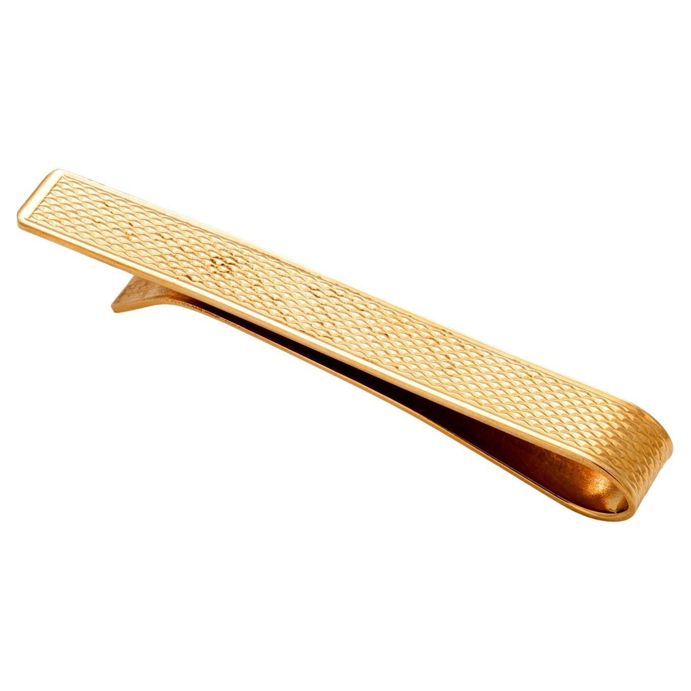 Pinza para billetes vintage Tiffany Co. de oro amarillo de 14 quilates con grabado de diamantes