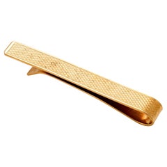 Vintage Tiffany Co 14K Yellow Gold Money Clip Engraved Diamond Pattern
