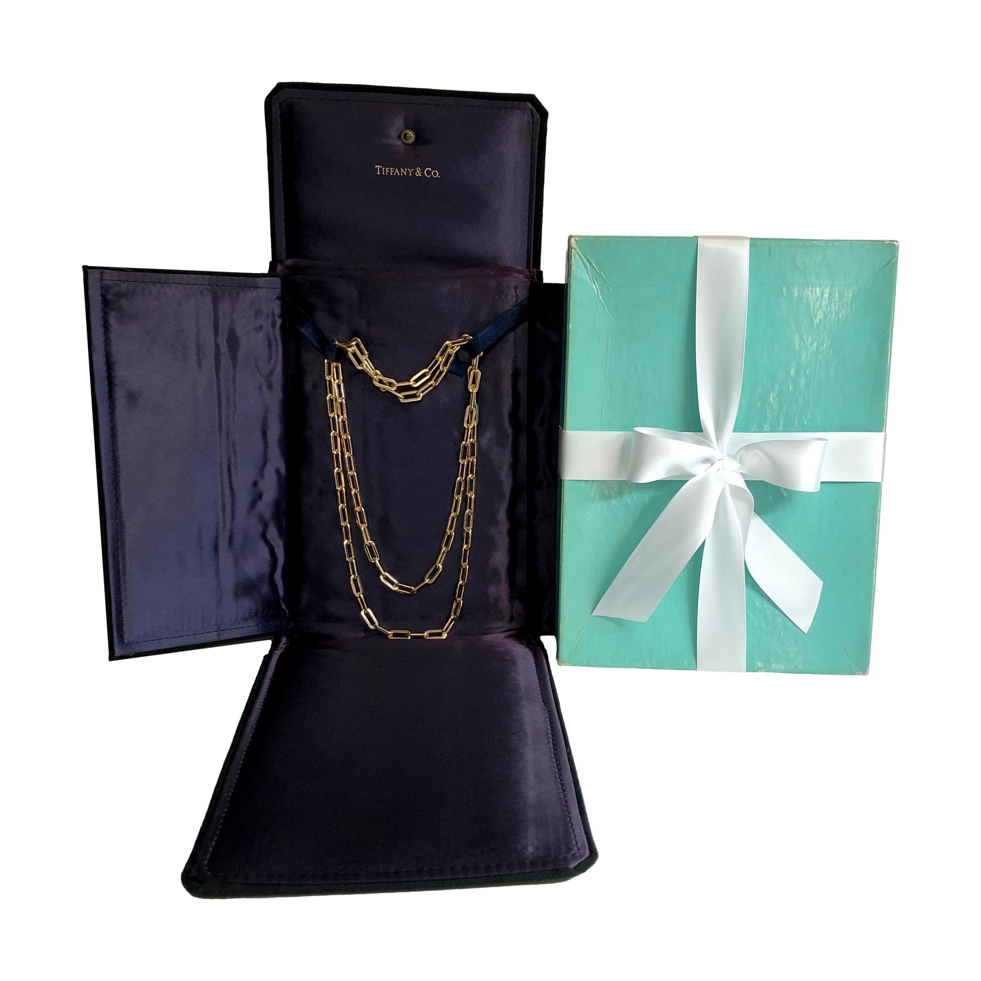 Vintage Tiffany & Co. 14K Yellow Gold Paper Clip Chain Necklace 36