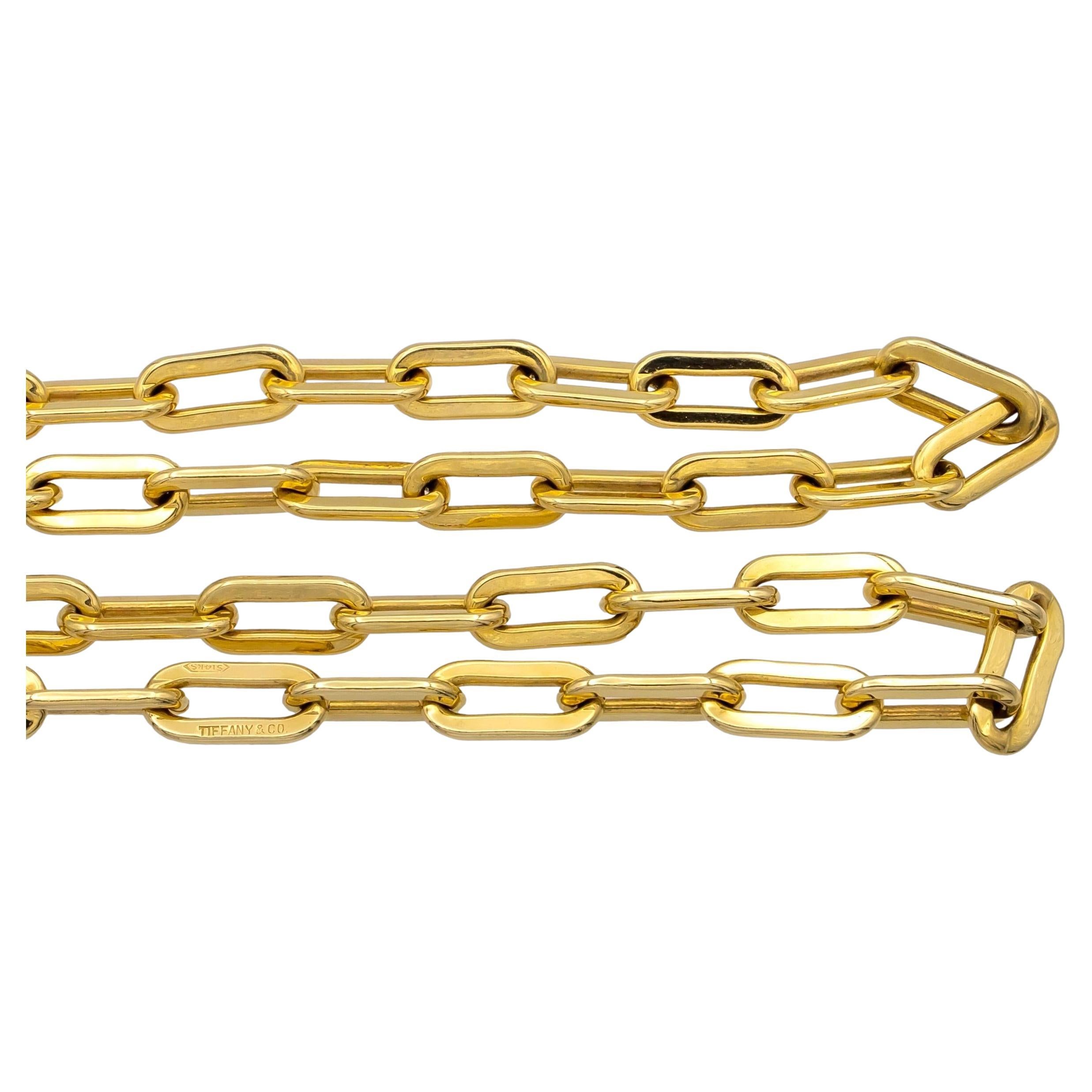 Vintage Tiffany & Co. 14K Gelbgold Papier-Clip-Halskette Halskette 36" 1960er Jahre
