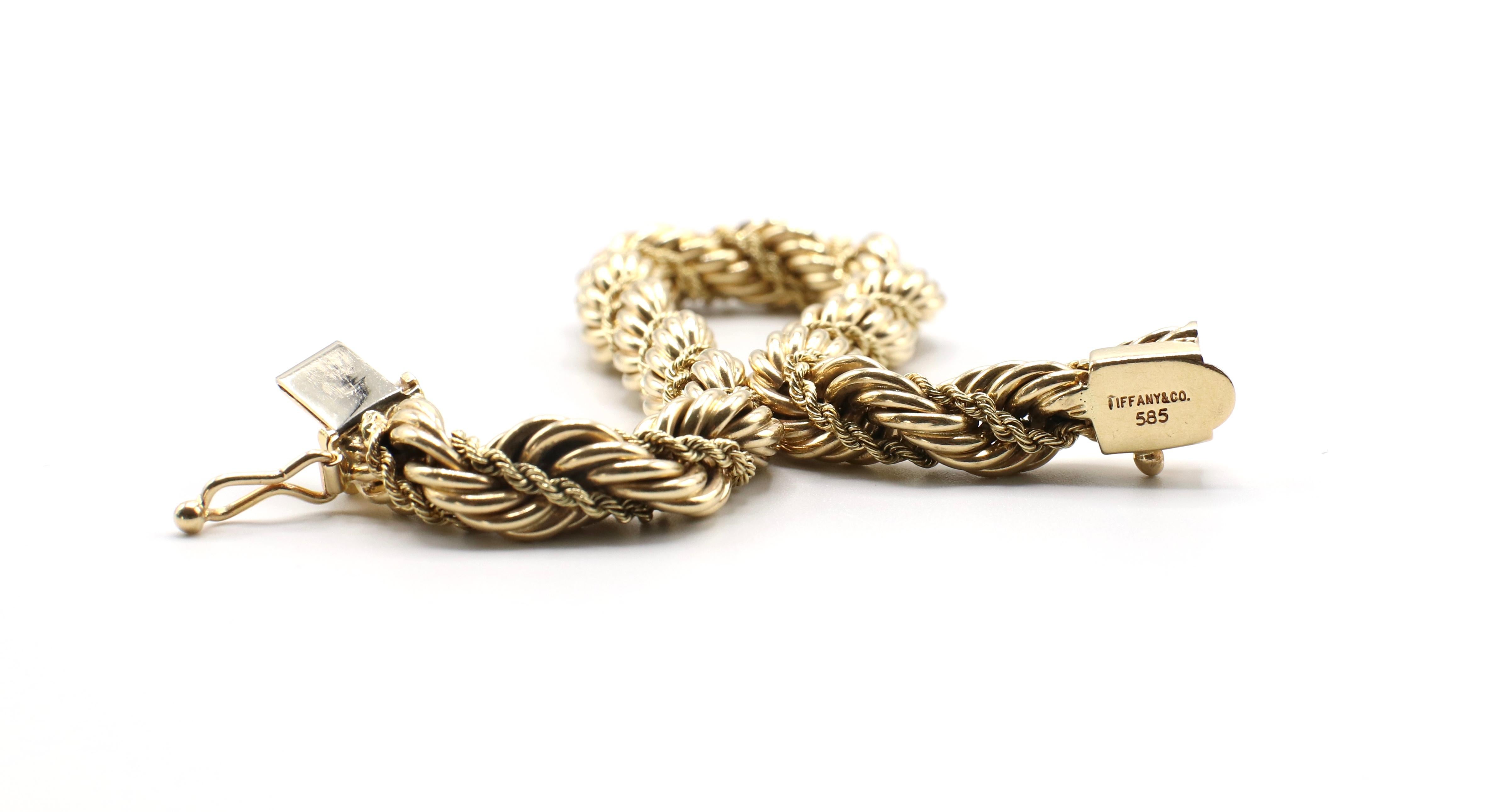 Vintage Tiffany & Co. 14 Karat Yellow Gold Rope Twist Bracelet In Good Condition In  Baltimore, MD