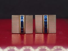 Vintage Tiffany & Co 14K Yellow Gold Sapphire Cufflinks