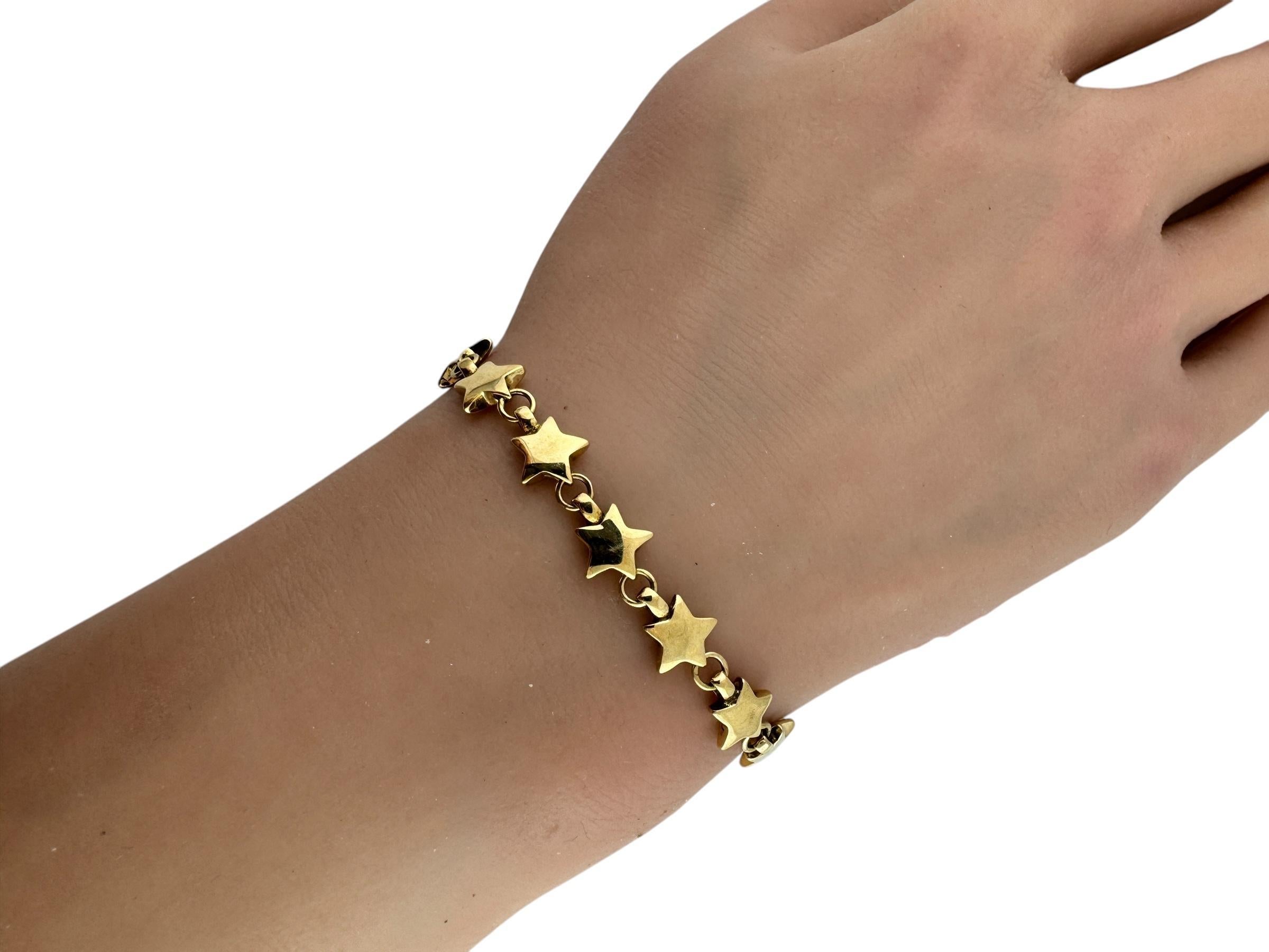 Vintage Tiffany & Co 14K Yellow Gold Star Link Bracelet #19703 2