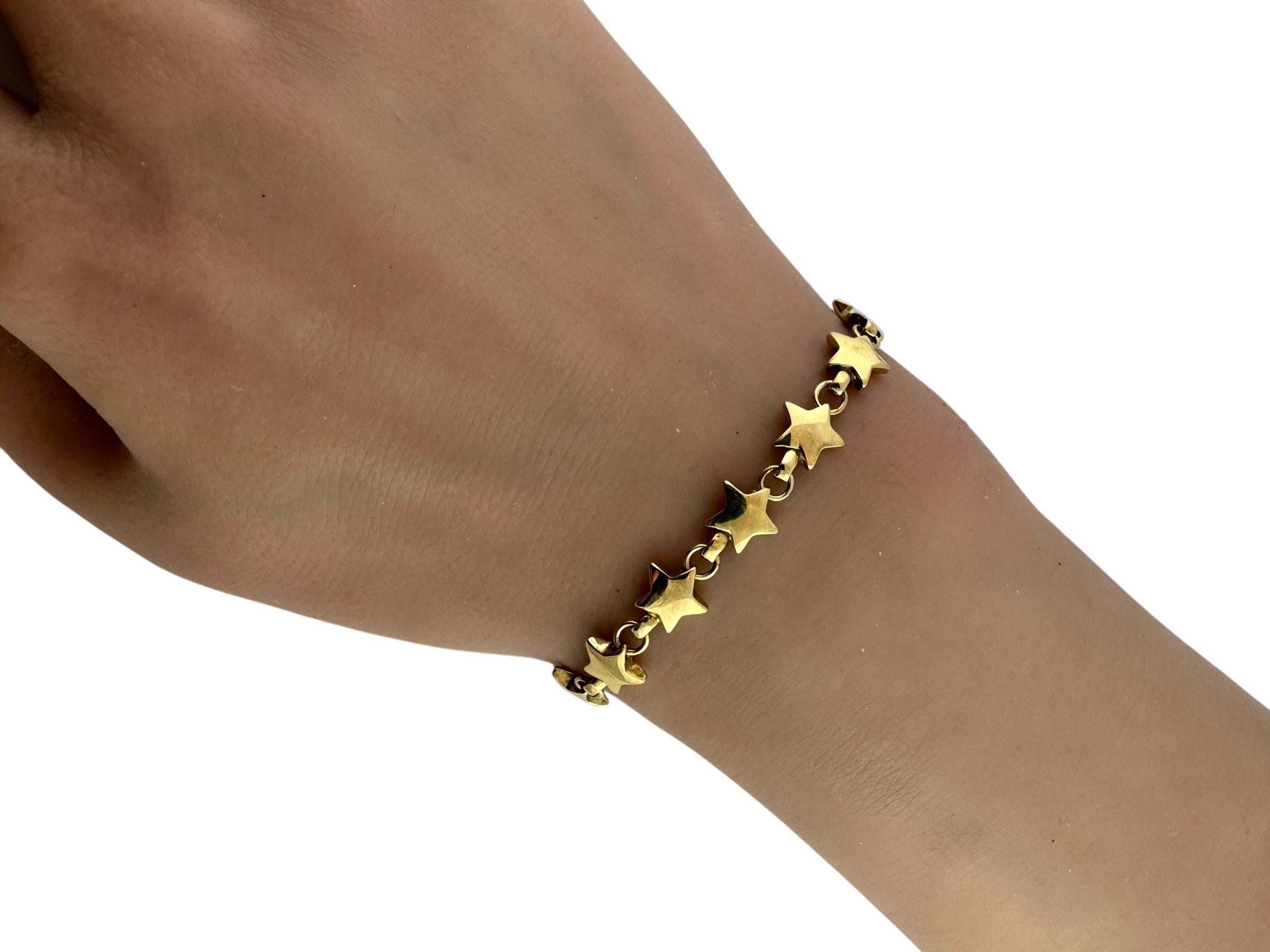 Vintage Tiffany & Co 14K Yellow Gold Star Link Bracelet #19703 3