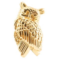 Vintage Tiffany & Co. 14K Yellow Gold Textured Owl PIN Brooch