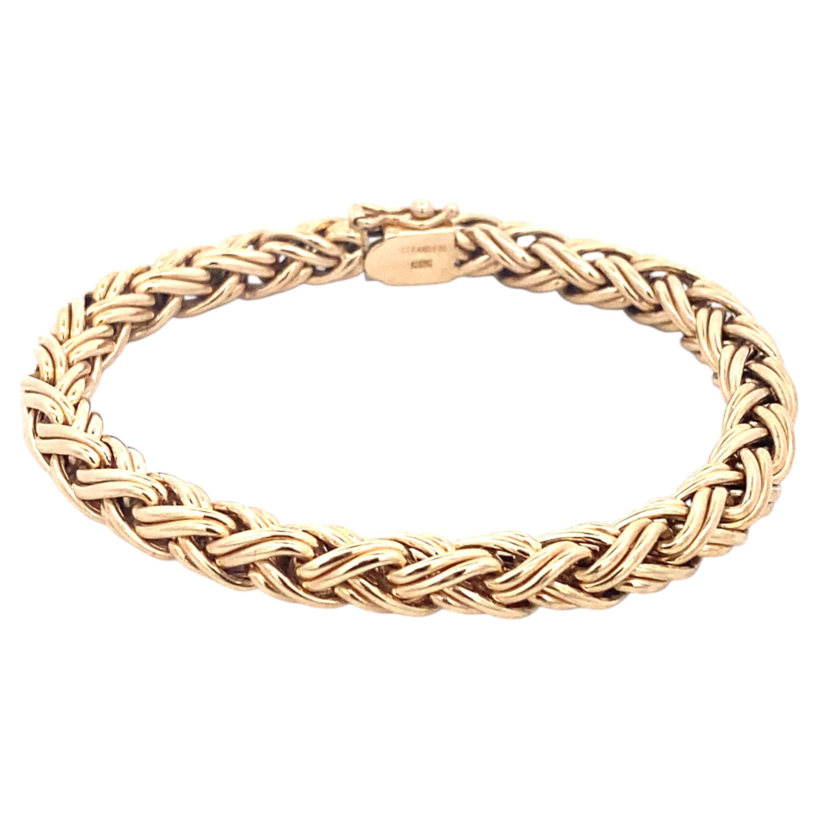 Bracciale vintage Tiffany & Co. in oro giallo 14K con maglie intrecciate, 7,5 pollici