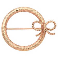 Vintage Tiffany & Co. 14k Yellow Gold Wreath with Bow Brooch Pin