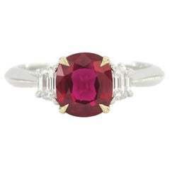 Vintage Tiffany & Co. 1.8 Carat Red Ruby and Diamond Platinum & 18K Yellow Gold