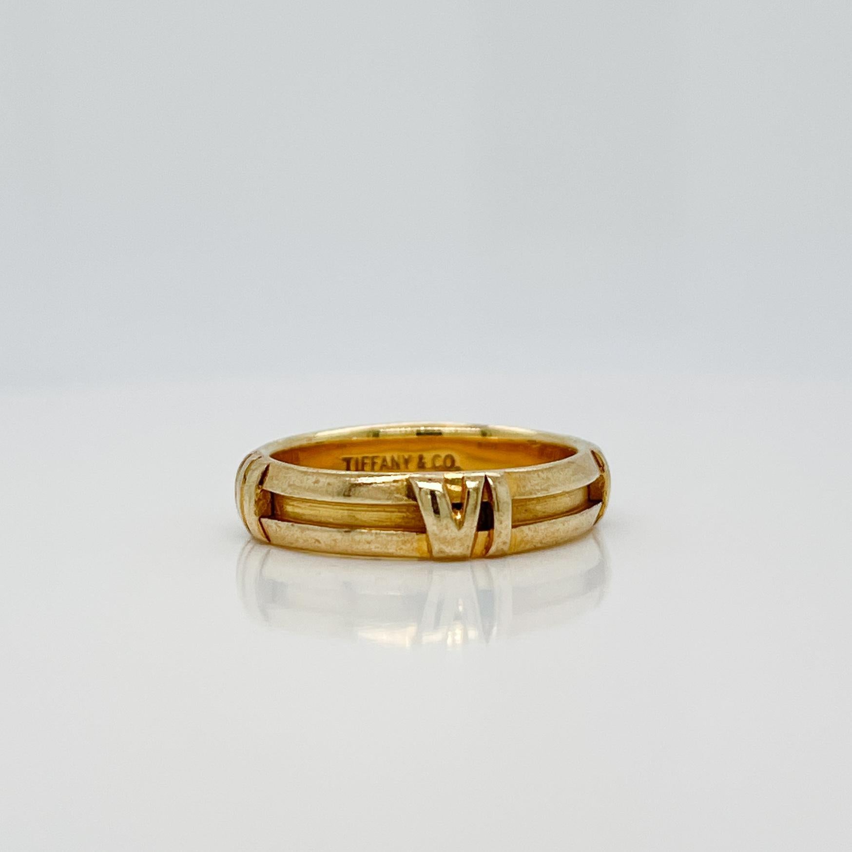 Rétro Tiffany & Co. Bague Atlas vintage en or 18 carats, années 1990 en vente