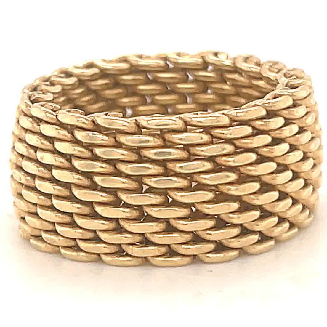 Vintage Tiffany & Co. 18 Karat Gold Flexible Mesh Ring In Excellent Condition In Beverly Hills, CA