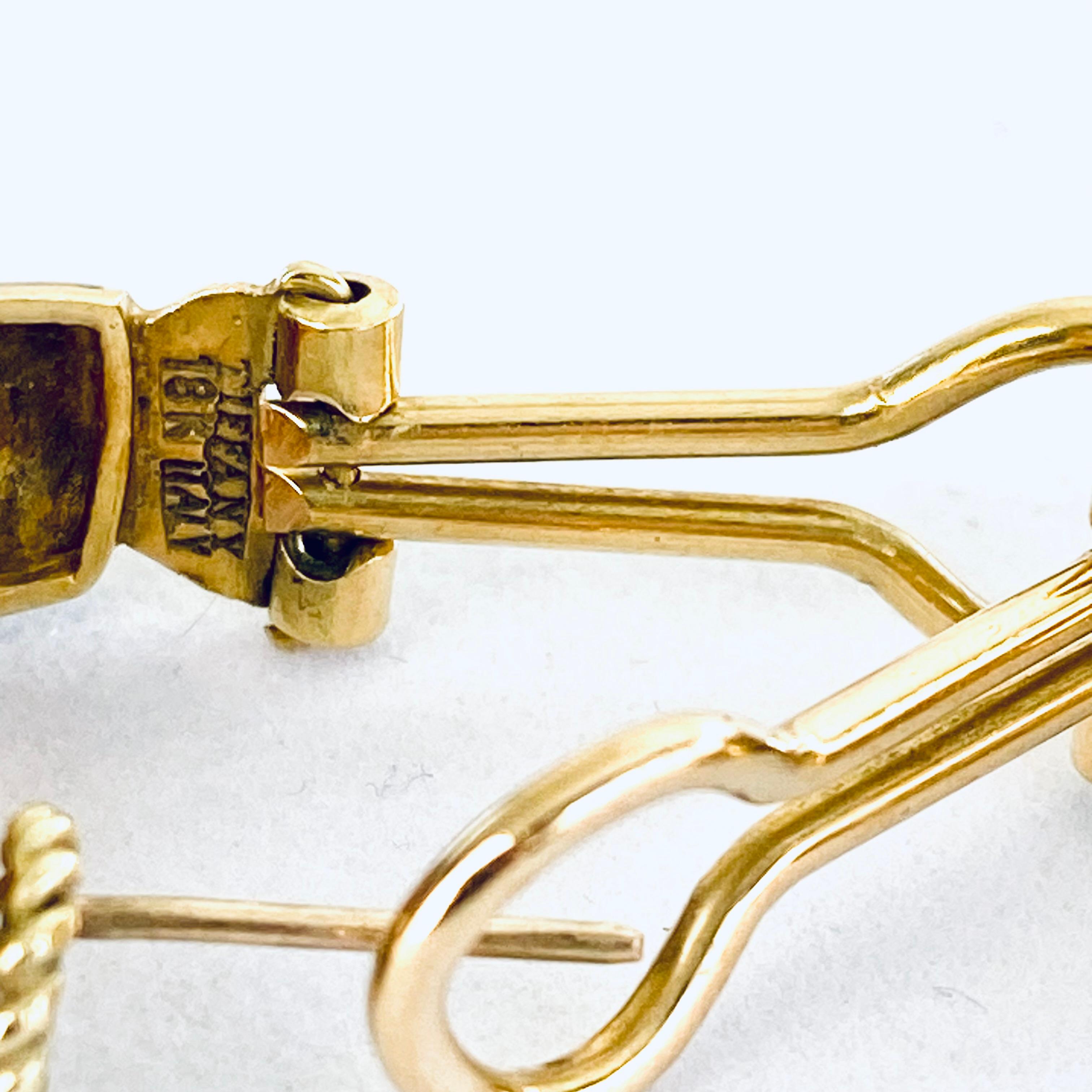 Vintage Tiffany Co 18 Karat Gold Reifen Brown Guilloche Emaille 0,90 Zoll Ohrringe im Zustand „Gut“ im Angebot in New York, NY
