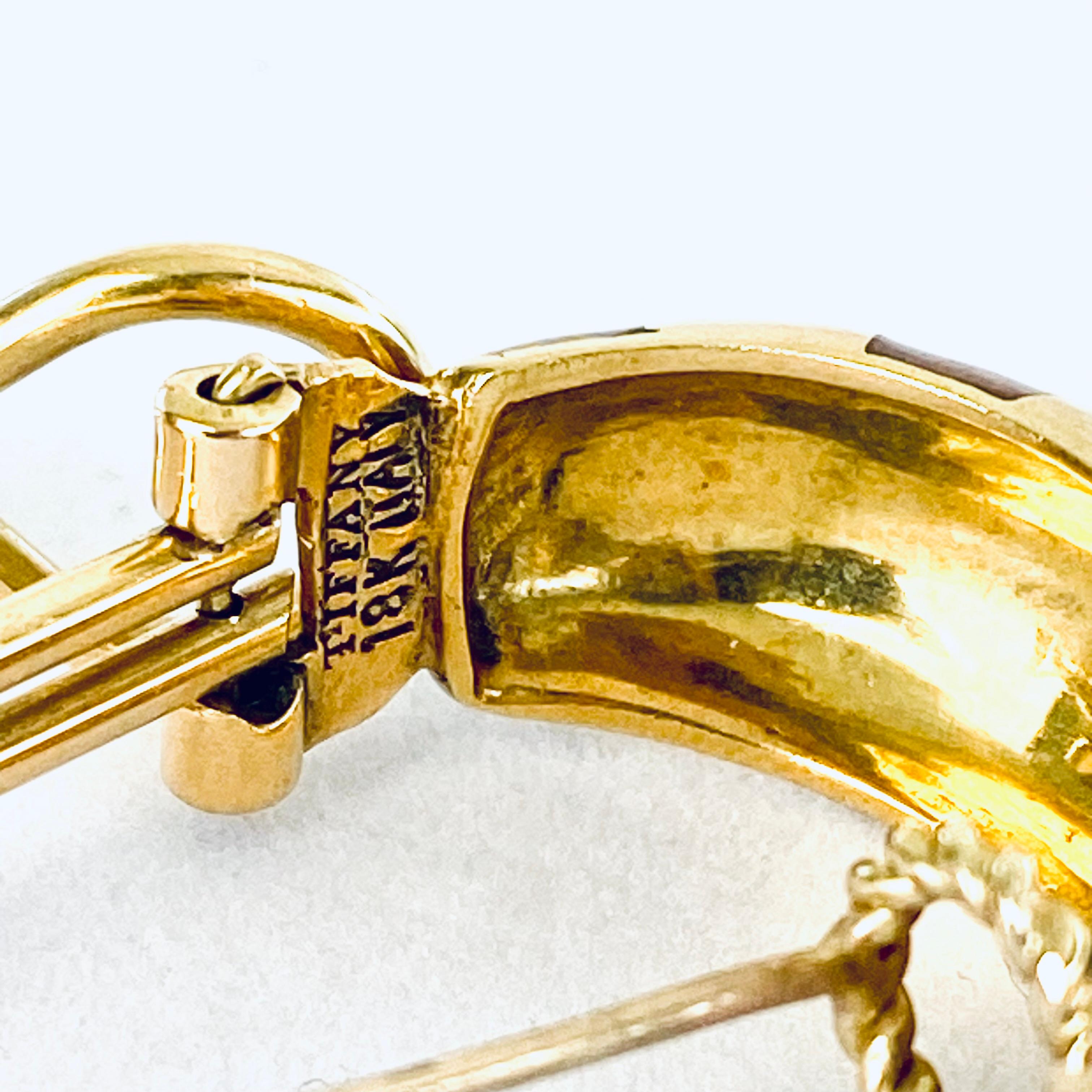 Vintage Tiffany Co 18 Karat Gold Reifen Brown Guilloche Emaille 0,90 Zoll Ohrringe im Angebot 6