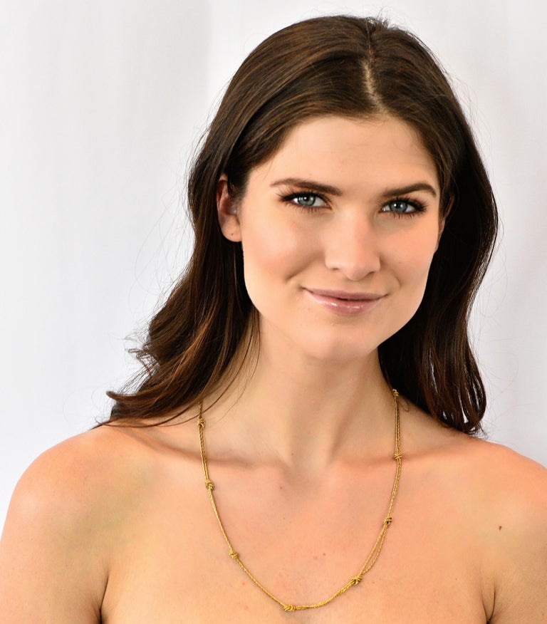 Vintage Tiffany and Co. 18 Karat Gold Knot Station Necklace at 1stDibs