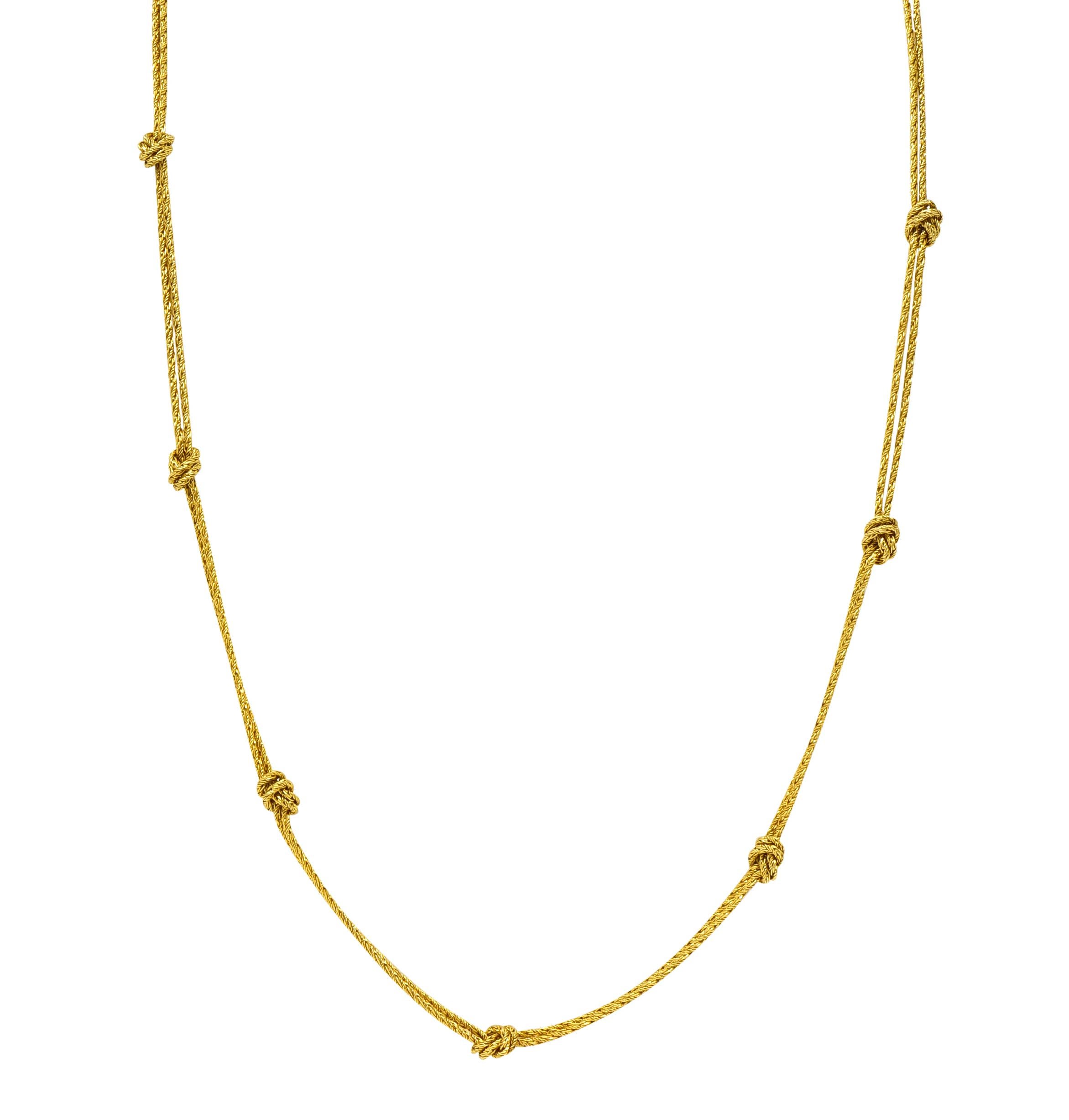 Modernist Vintage Tiffany & Co. 18 Karat Gold Knot Station Necklace