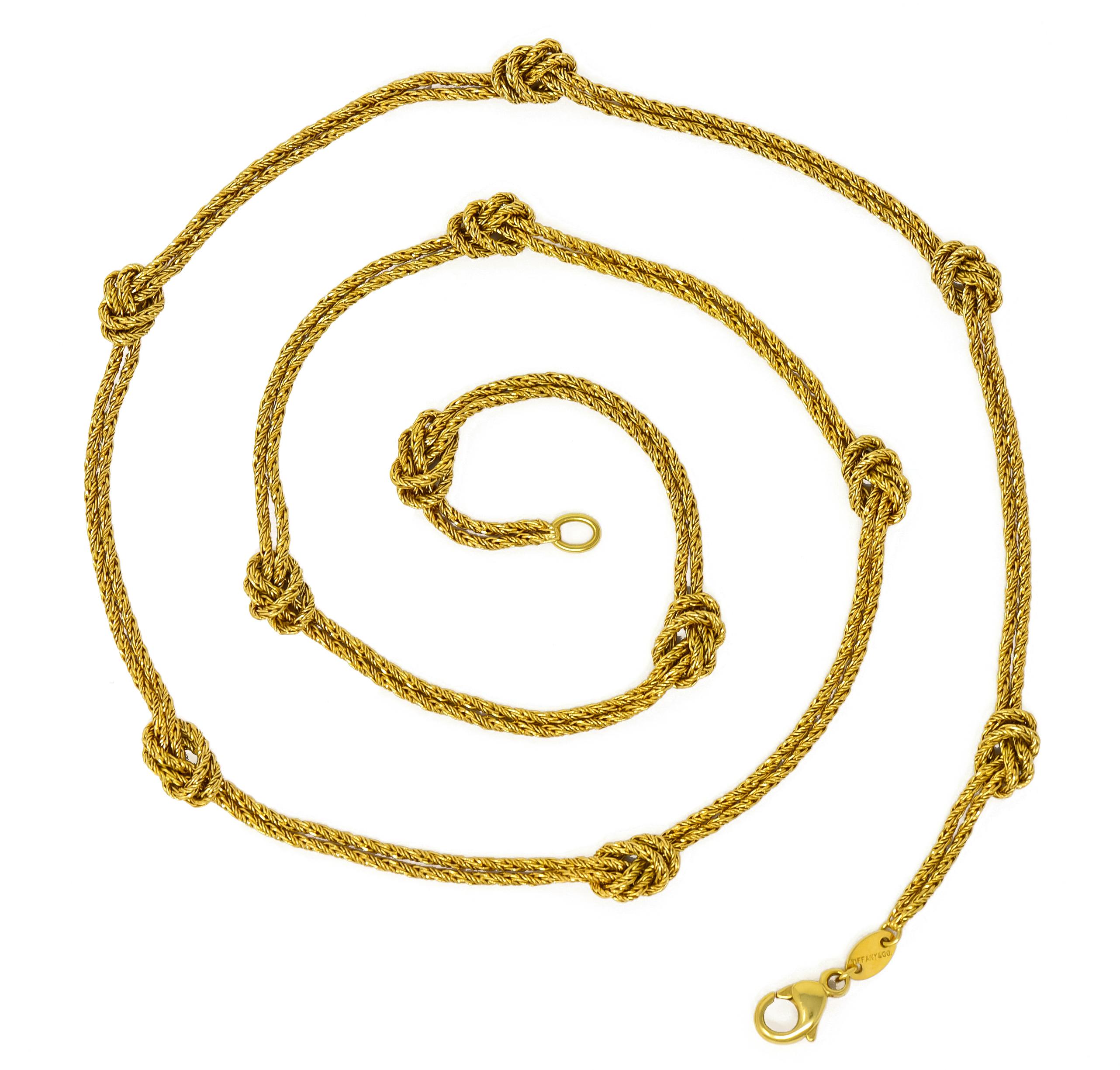 Vintage Tiffany & Co. 18 Karat Gold Knot Station Necklace 1