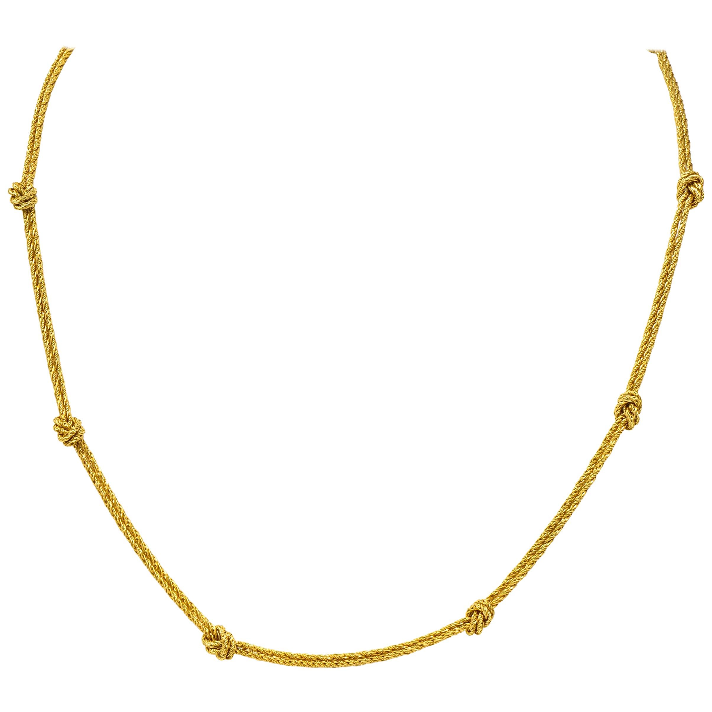 Vintage Tiffany & Co. 18 Karat Gold Knot Station Necklace