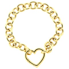 Retro Tiffany & Co. 18 Karat Gold Link Bracelet with Heart Clasp