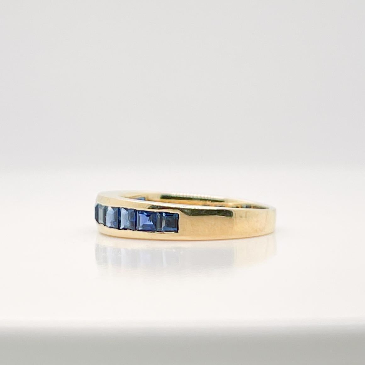 Vintage Tiffany & Co. 18 Karat Gold & Sapphire Half Eternity Band Ring  For Sale 1