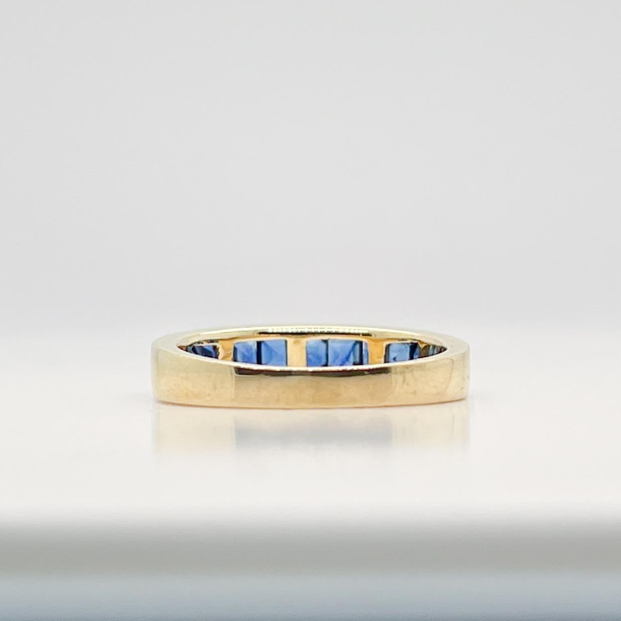 Vintage Tiffany & Co. 18 Karat Gold & Sapphire Half Eternity Band Ring  For Sale 2