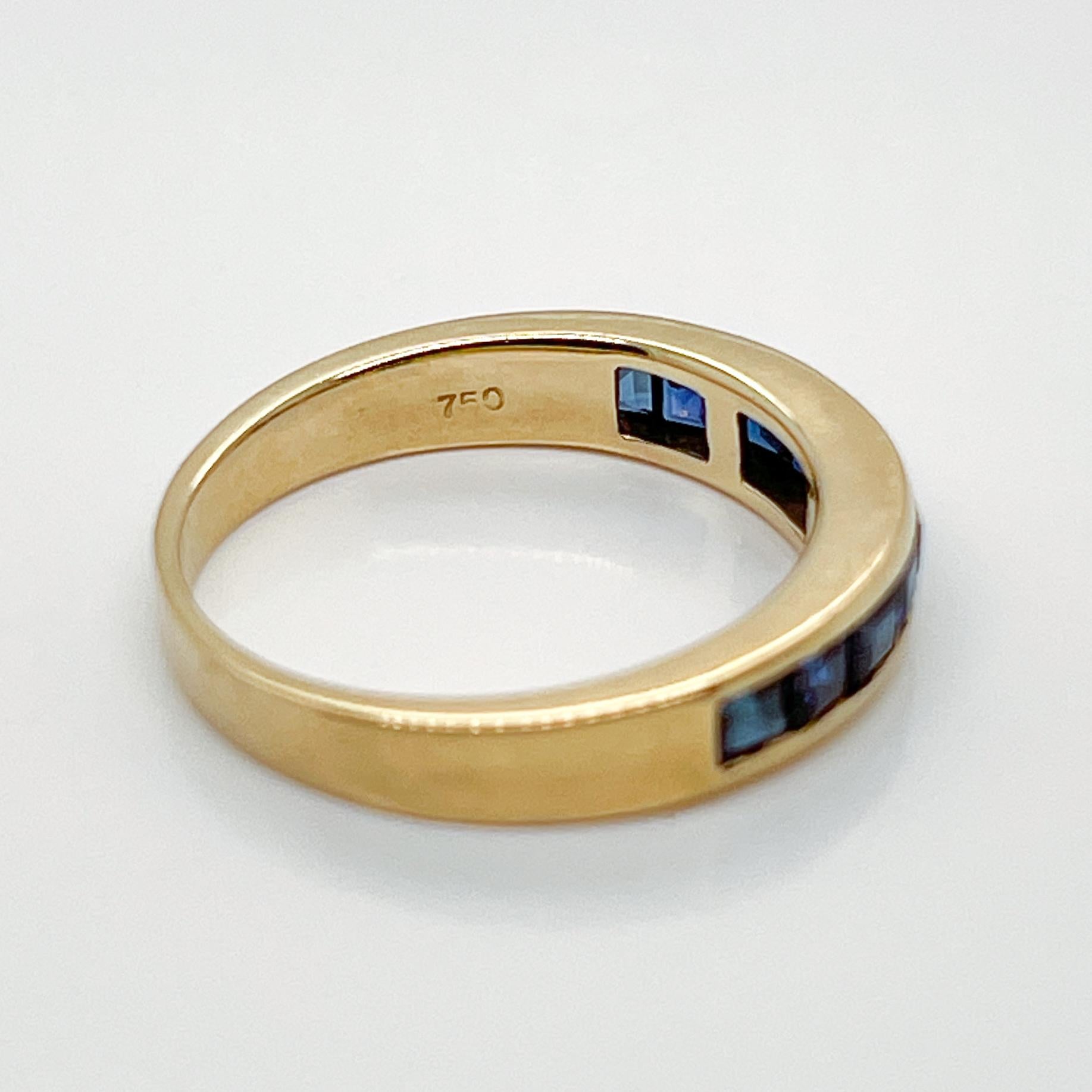 Vintage Tiffany & Co. 18 Karat Gold & Sapphire Half Eternity Band Ring  For Sale 3
