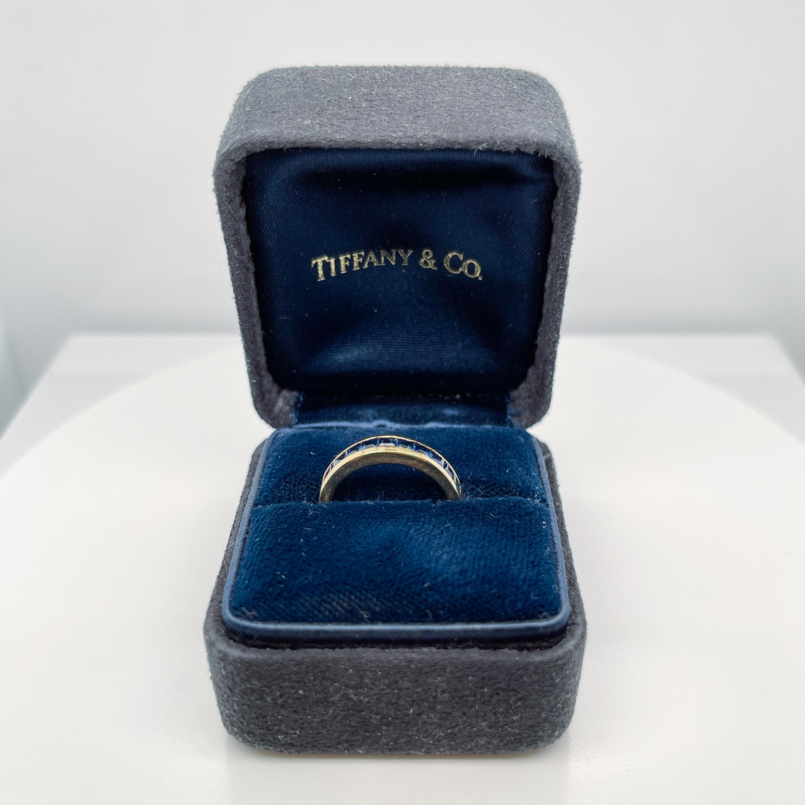 Vintage Tiffany & Co. 18 Karat Gold & Sapphire Half Eternity Band Ring  For Sale 5